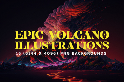 16 Moody Volcano Illustrations in Magical 6K Resolution epic eruption exploding flow formation hawaii illustrations island landscape lava mountain nature retrowave rock smoke synthwave volcano