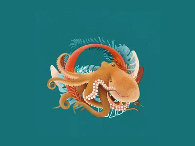 Octopus O 36 days of type animal illustration animals book illustration children illustrator design illustration illustration art illustrators letter o octopus octopus art octopus illustration type illustration ui wildlife wildlife illustration wildlifeart