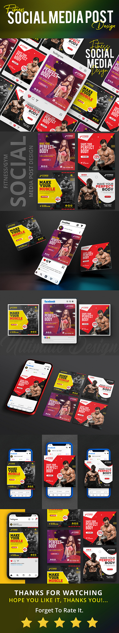 Fitness/GYM Social Media Post Design Template by Bapi Debnath on Dribbble