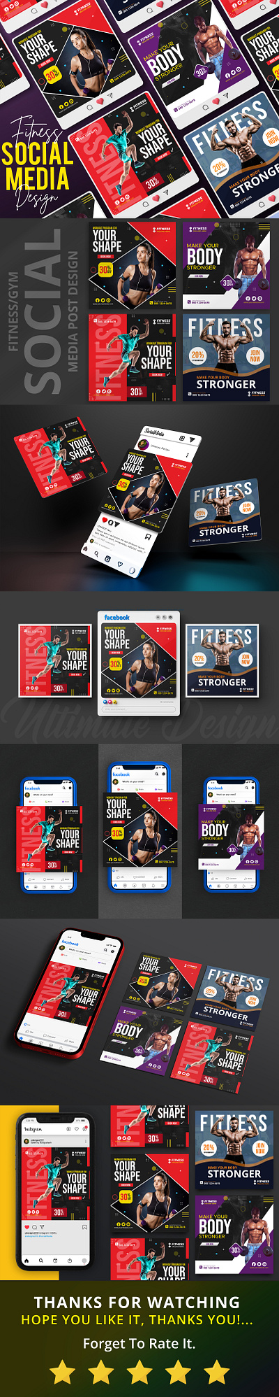 Fitness/GYM Social Media Post Design Template ads advertising banner brand branding business corporate design designer facebook facebook post fashion fitness flyer graphic design instagram post marketing post social media social media post