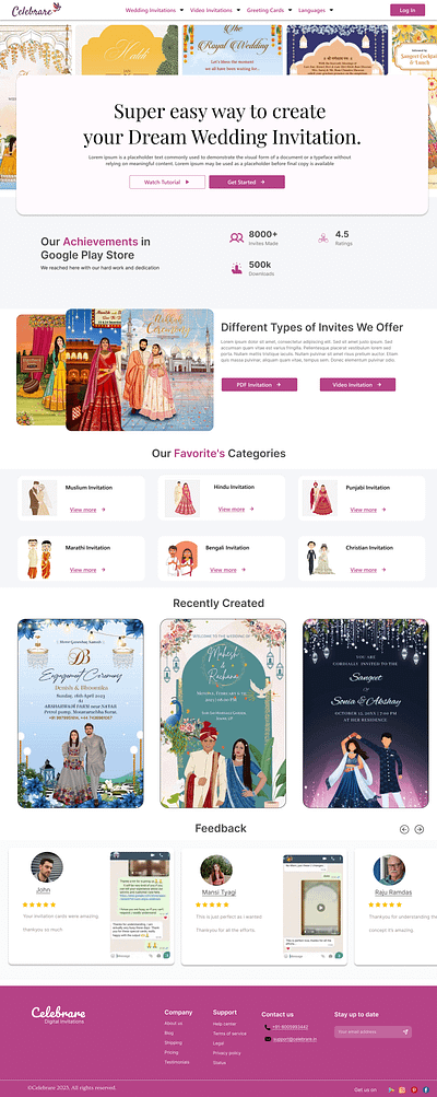 Celebrare wedding website re design app branding celebrare design figma graphic design illustration inivitaion logo ui ux vector wedding
