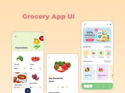 Grocery App UI Design 3d animation app branding design graphic design grocery logo motion graphics productdesign ui