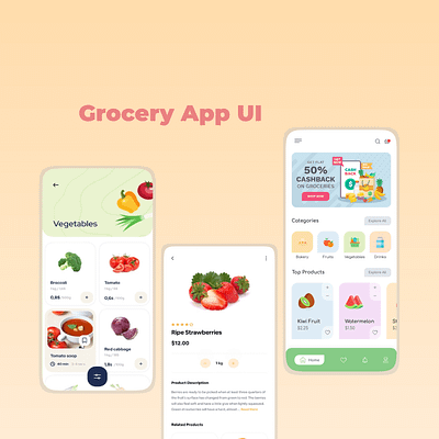 Grocery App UI Design 3d animation app branding design graphic design grocery logo motion graphics productdesign ui