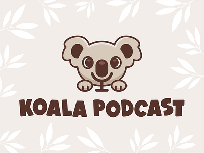Koala Podcast australia branding cartoon character cute design flat funny icon illustration koala logo mascot outline podcast youtube
