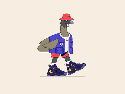 ACG's Emu acg activity animal australia character community design emu gear hat hike illustration lines logo nike outdoor outfit sneakers trekking vector