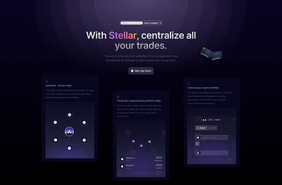 Stellar Landing Page Section black design crypto futur galaxy landing saas space startup