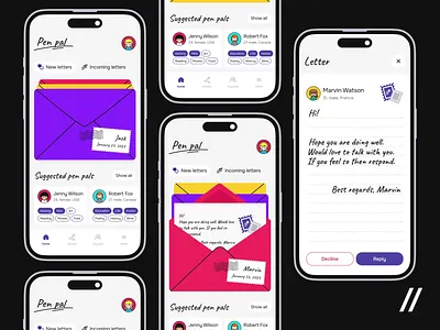 Penpal mobile app concept animation design ios letters mobile app motion penpal social media ui ux