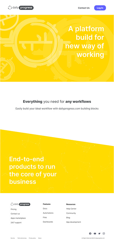 Landing page landing page ui web design yellow