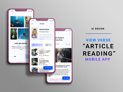 User Interface Design : View Verse Article Reading Mobile App blog app design colorful design figma ios app design mobile app modern readers reading app simple student ui ui design user interface design young