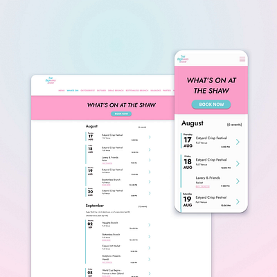 Redesign: Events page for a Restaurant design illustration interactiondesign product design research ui usability usercentered userexperience ux uxdesign uxprocess uxtips