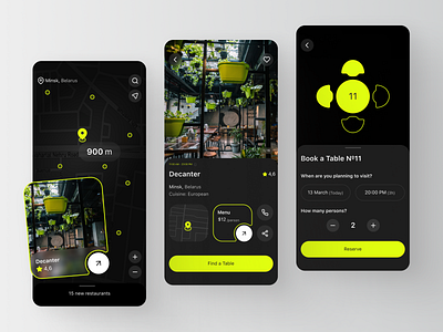 Reserved App app bar book book table booking cafe dark theme delivery design food ios logo menu mobile reservations reserved restaurant ui uiux ux