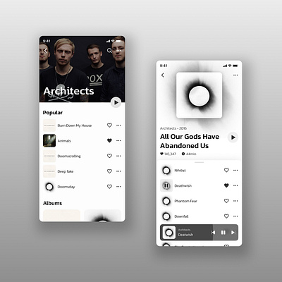 Music Player app design mobile ui