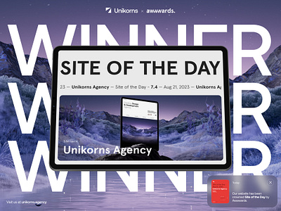 Unikorns – Site of the Day 3d agency award awwwards banner graphic design logo studio typography ui unikorns ux website