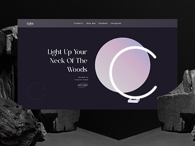 Light: cool design creative work hero section design holo light landing page lightweight layout minimal design minimal website deisgn smart lamp store ui uiux