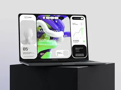 Marketing Automation Software Website 3d animation automatization chart design interface landing page marketing page product services stats ui uiux ux web web design website