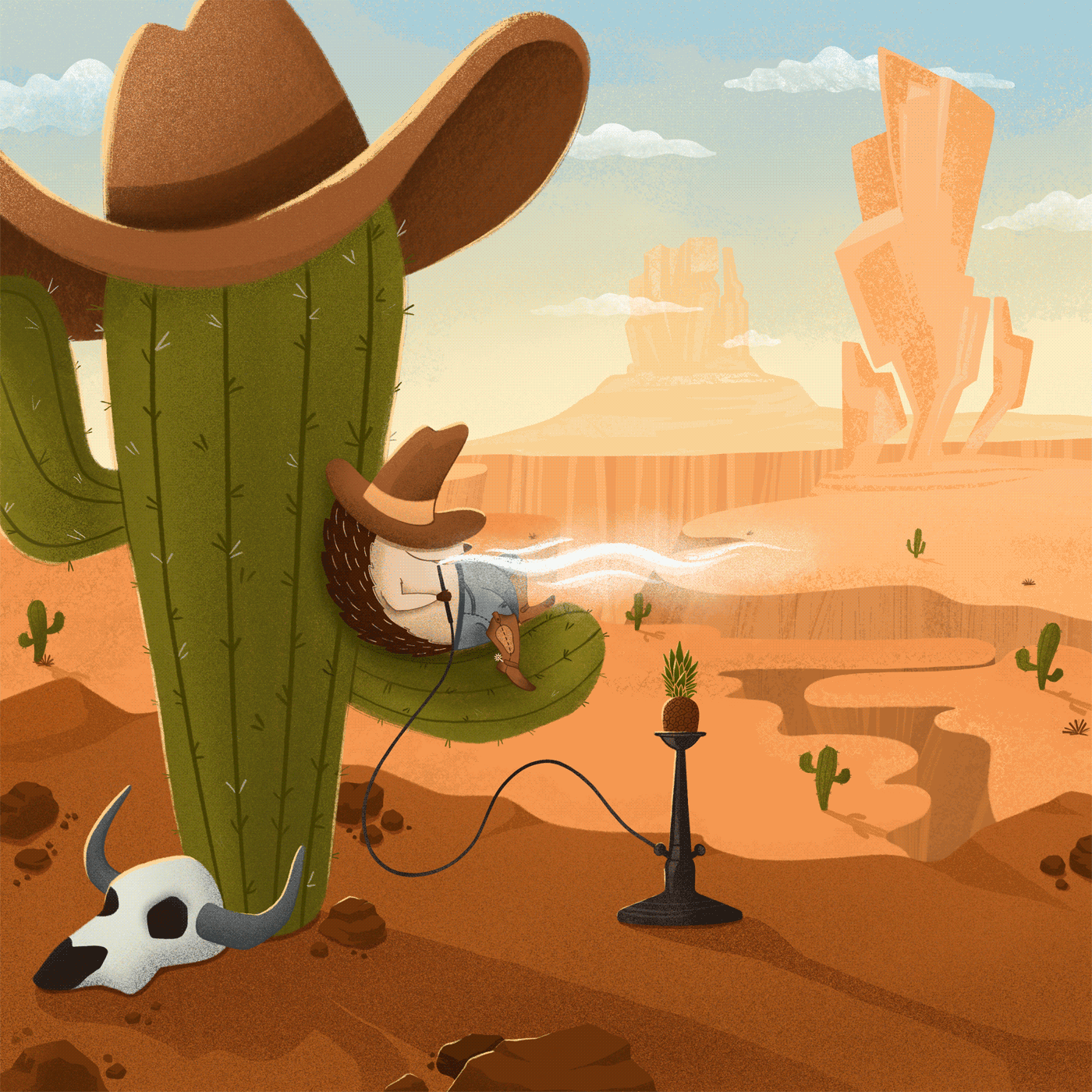 SPIKY RICO 2d art adobe photoshop animation arizona art book bookdesign bookillustrator cactus character design design digital digitalart graphic design hedgehog illustration illustrator procreate smoke