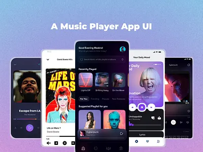 Music Player App UI app branding design graphic design logo ui ux vector wireframing