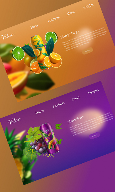Colorful web designing for a cool drink product. animation design graphic design ui