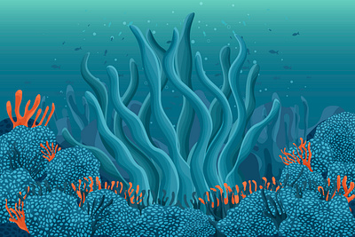 illustration with underwater world fin