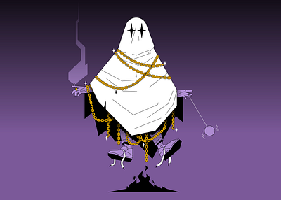 ghost in chains character design flat icon illustration illustrator logo ui vector waldek