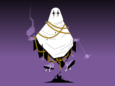 ghost in chains character design flat icon illustration illustrator logo ui vector waldek