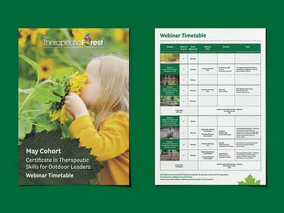 The Therapeutic Forest Webinar Timetable Double-Sided Leaflet brand identity branding brochure design creative design creative designer design editorial design flyer design freelance designer graphic design graphic designer leaflet design logo logo designer print design print designer typography typography design visual design visual designer