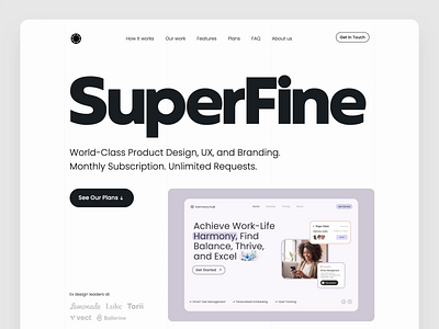 SuperFine website 3d animation black brand branding clean design graphic design icons illustration inspiration logo product product design studio ui web website white