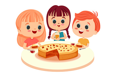 children eat delicious food, happy children happy