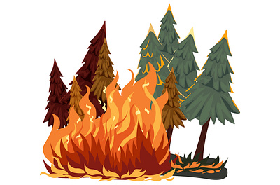 illustration of a forest fire fireman