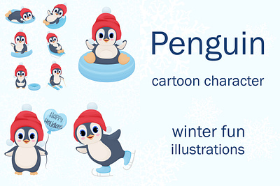 Cheerful penguin scrapbooking