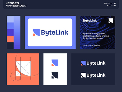 ByteLink - Logo Design bite brand identity design branding byte chart creative branding creative logo data growth identity link logo logo grid modern logo design pie rocket style guide visual identity design