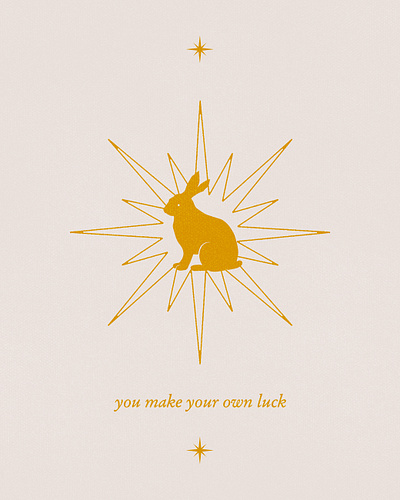 You Make Your Own Luck art prints bunny design graphic design illustration minimal minimalist art quote rabbit yellow