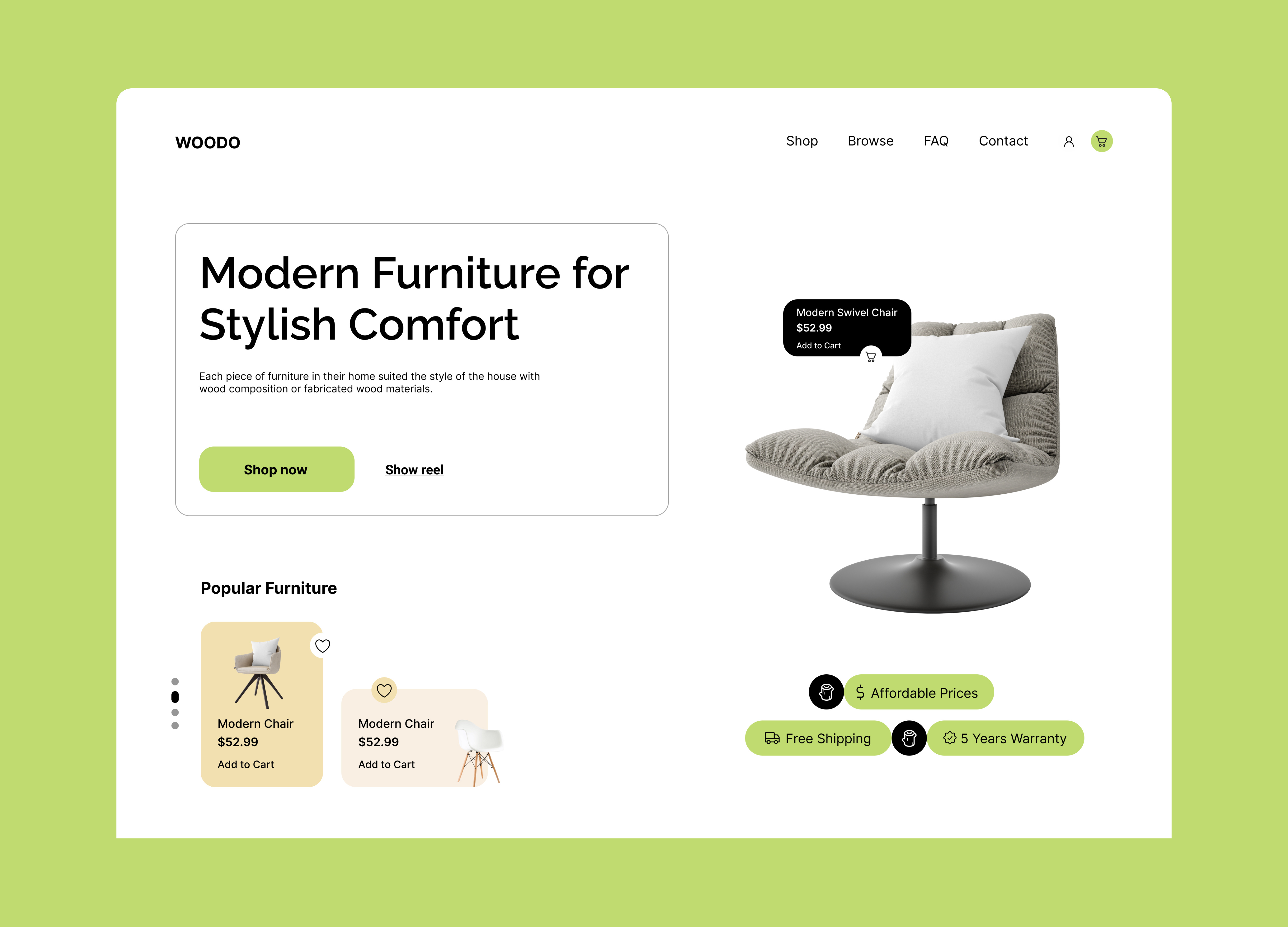 Furniture Website Landing Page - Woodo Interior branding furniture homepage ui furniture page furniture ui furniture web design homepage homepage ui interior interior design interior ui interior web design ui web design web page design
