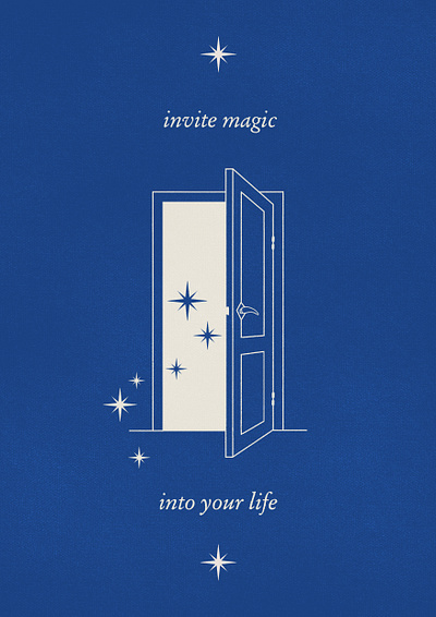 Invite Magic Into Your Life art prints blue design door graphic design illustration magic minimal minimalist art portal quote