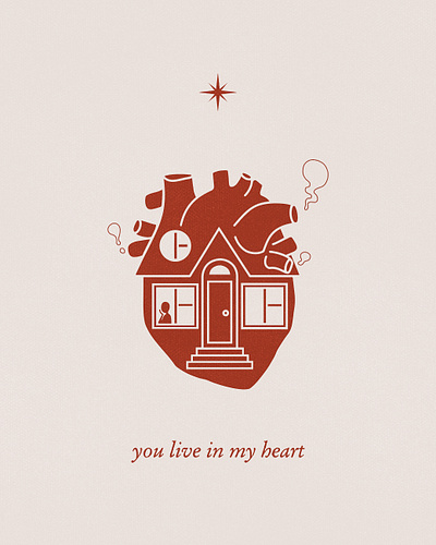 You Live In My Heart anatomical heart art prints design graphic design illustration love minimal minimalist art quote