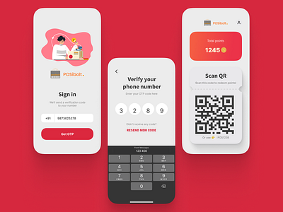 Reward Points App branding design graphic design graphics illustration logo mockup simple typography ui unique ux vector wireframe