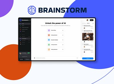 AI Brainstorm | Website Design | UI-UX Design ai app artificial intelligence branding design figma functional graphic design interface logo prototyping ui uiux ux