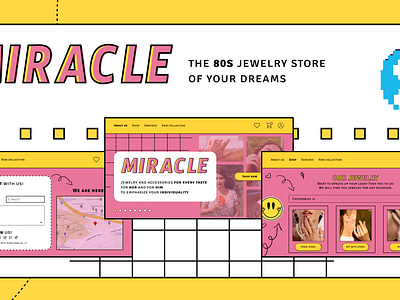 Miracle - Jewelry Store | Website Design 80s 90s app branding design figma graphic design illustration jewelry logo miracle prototyping retro ring stickers ui ui ux ui ux design ux vector