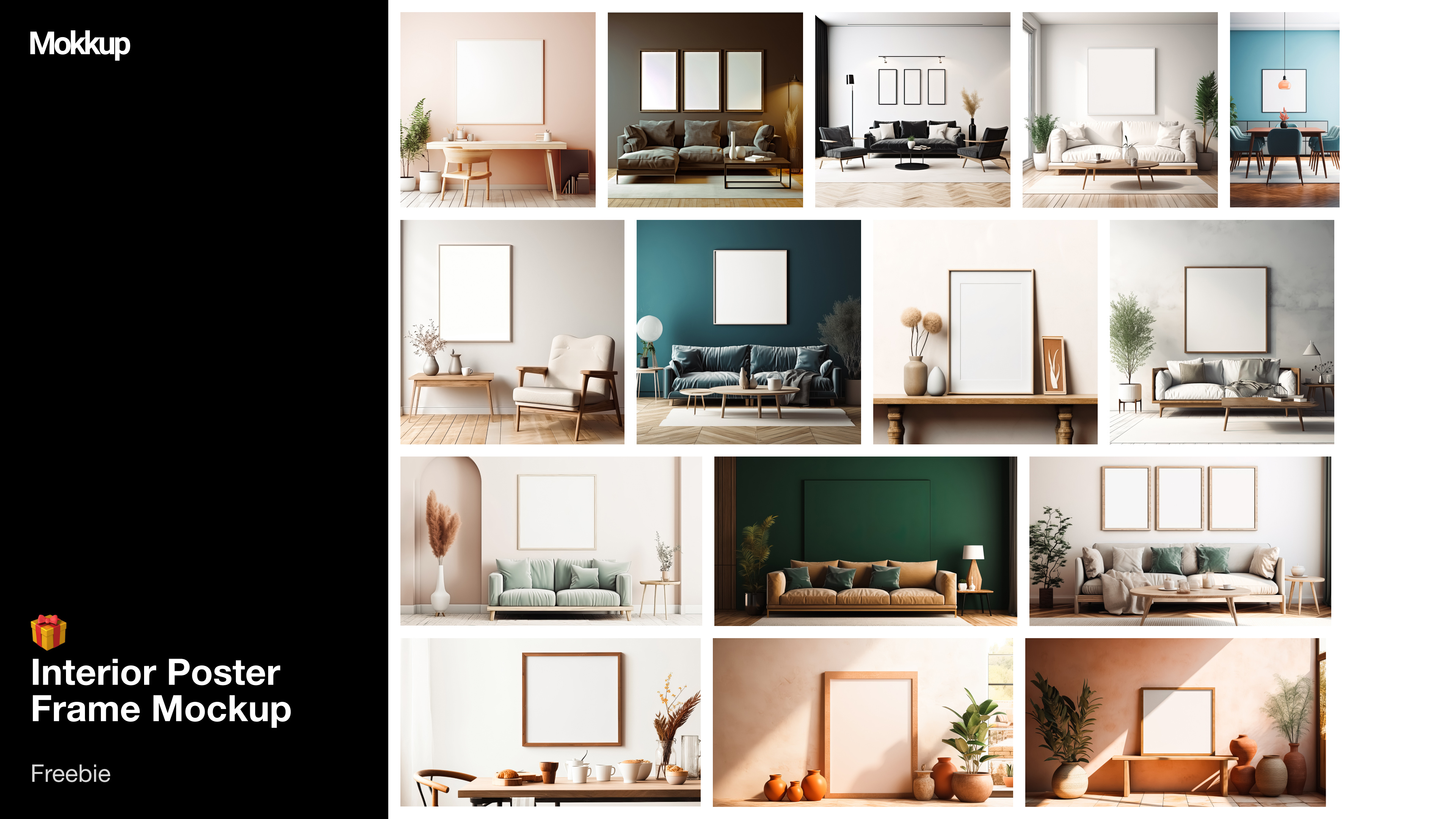 Freebie - Interior Poster Frame Mockups art canvas design frame graphic design interior minimal mockup poster print printdesign