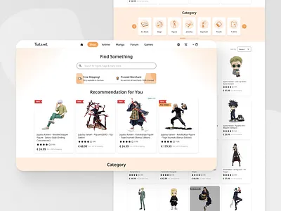 Anime-based Shop Website anime design experience interaction design market product design product page redesign revamp shop ui web website