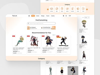 Anime-based Shop Website anime design experience interaction design market product design product page redesign revamp shop ui web website