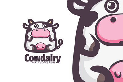 Cow Dairy animal branding cute mascot design graphic design illustration logo ui vector