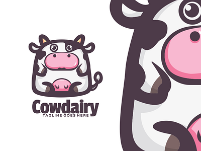 Cow Dairy animal branding cute mascot design graphic design illustration logo ui vector