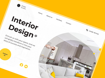 Interior Design Landing page art branding bright concept daily design figma first screen graphic design home illustration inpiration interior landig logo modern ui ux web