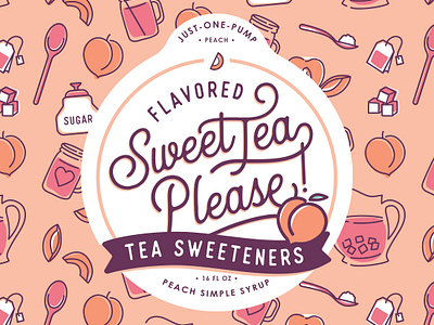 Peach Flavored Tea Sweetener peach peach label design peach packaging design sweet tea label design