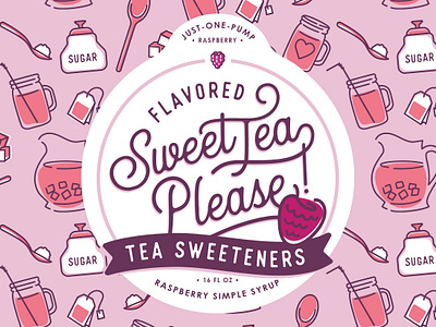 Raspberry Flavored Tea Sweetener label design drink raspberry flavor raspberry icon raspberry logo sweet tea