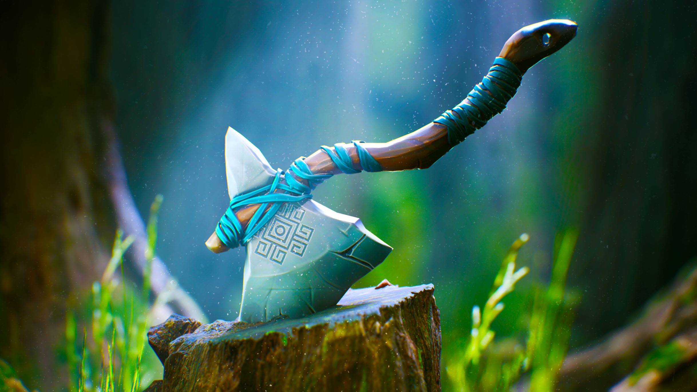 AXE OF TÝR 3d 3d animation 3d design 3d generalist 3d modeling axe blender cinematic design game assets game design god of war graphic design low poly stone stylized substance painter unreal engine 5 viking wooden