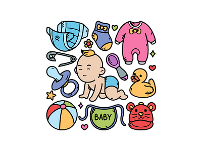 Baby Doodle Set baby cute doodle illustration