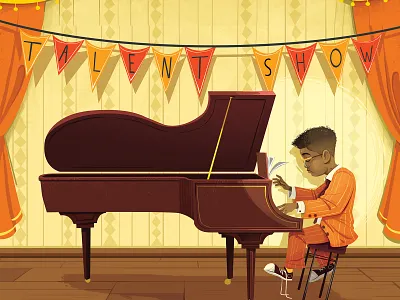 The Talent Show character child childrens book digital illustration music painting piano picturebook stage storybook talent show