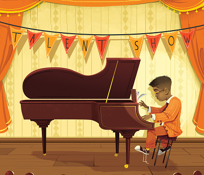 The Talent Show character child childrens book digital illustration music painting piano picturebook stage storybook talent show